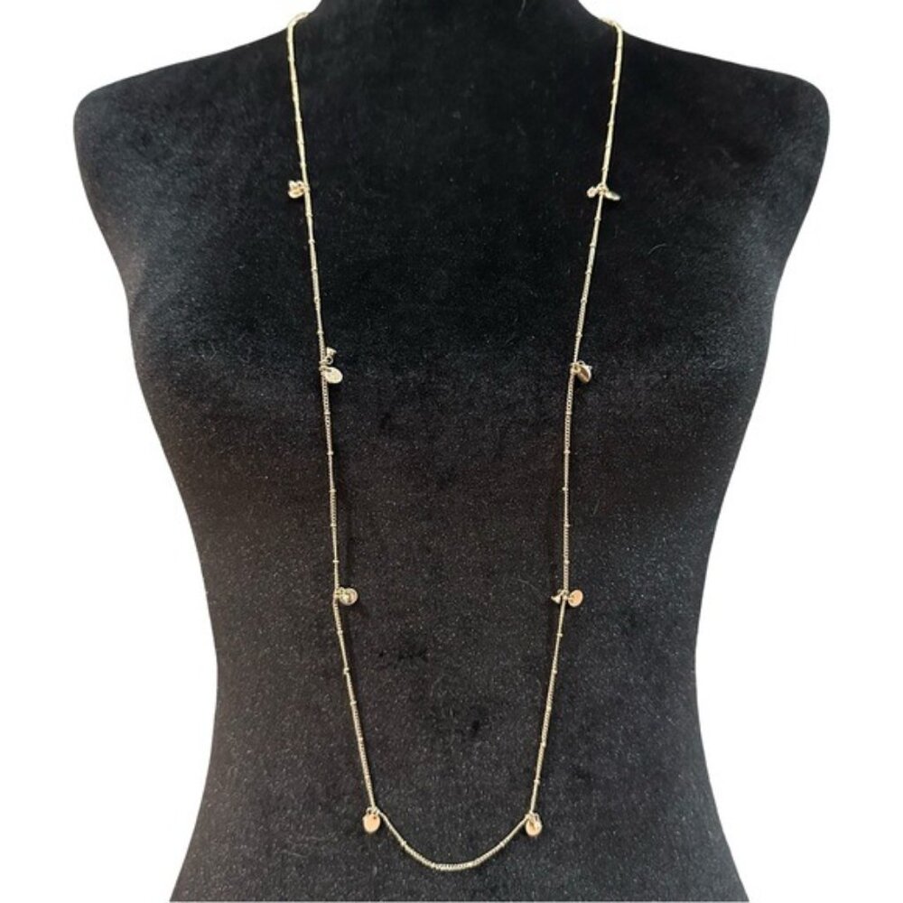Gold-Tone Long Necklace With Dangling Disc Charms 42 inch